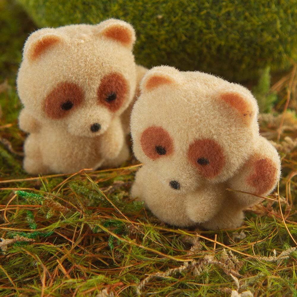 Miniature Flocked Baby Foxes