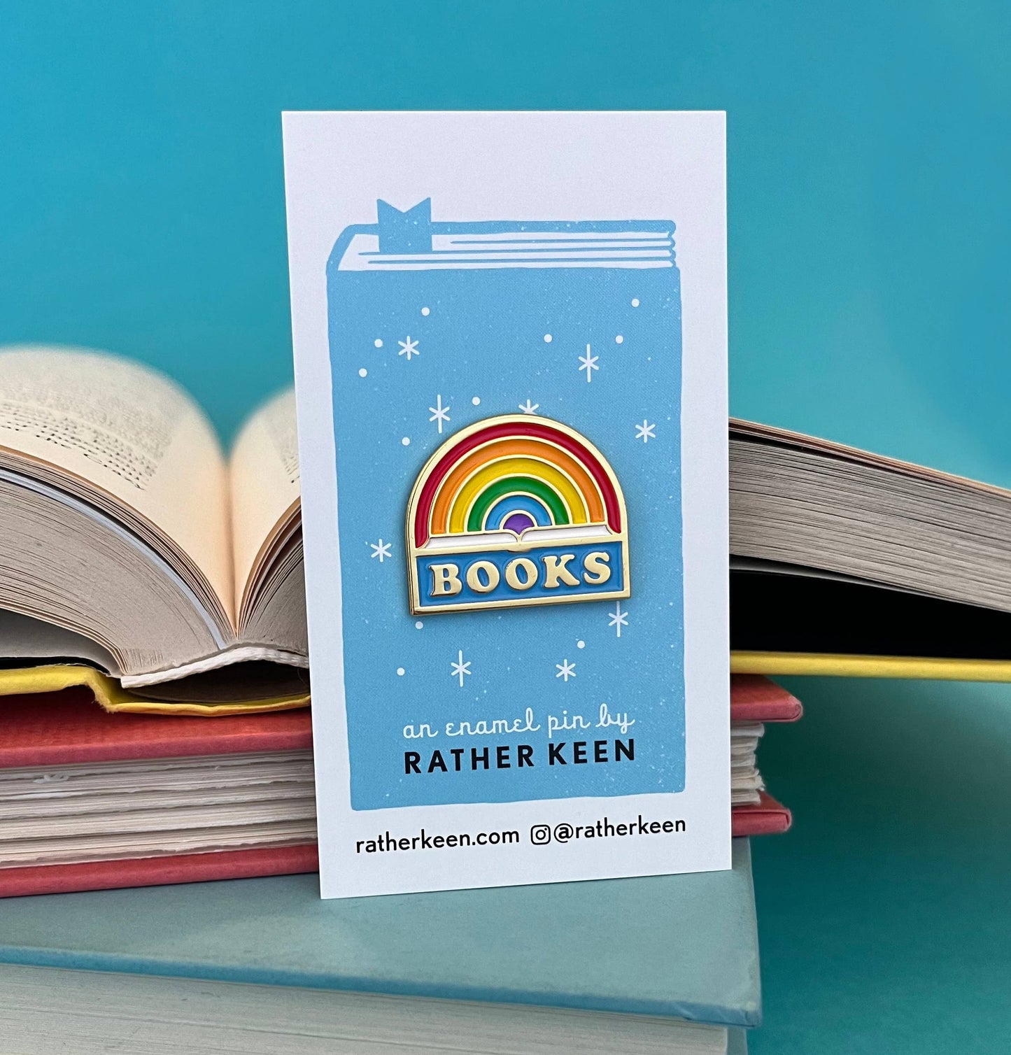 Rainbow Book enamel pin