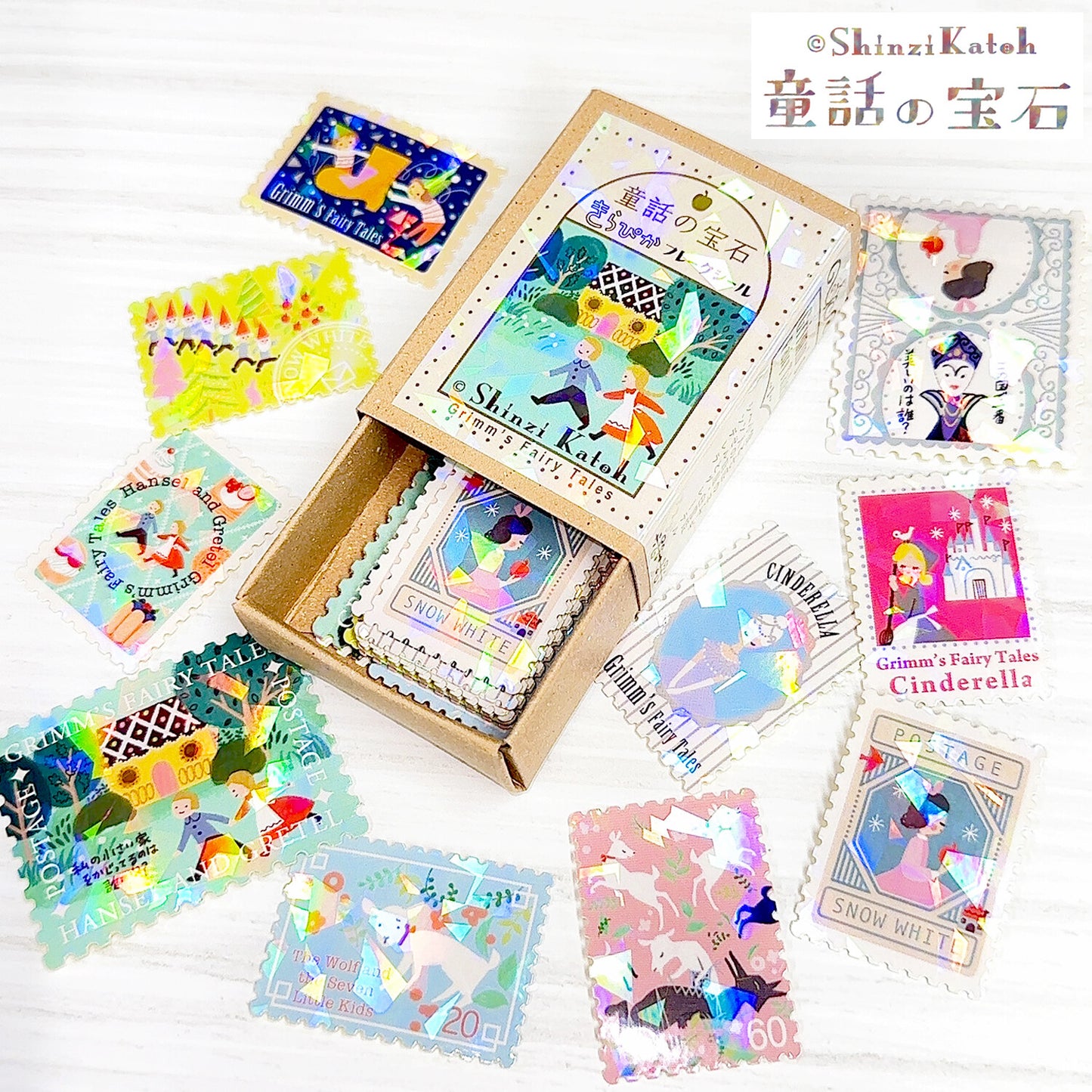 Shinzi Katoh Flake Sticker Matchbox Grimm Fairy Tale Friends