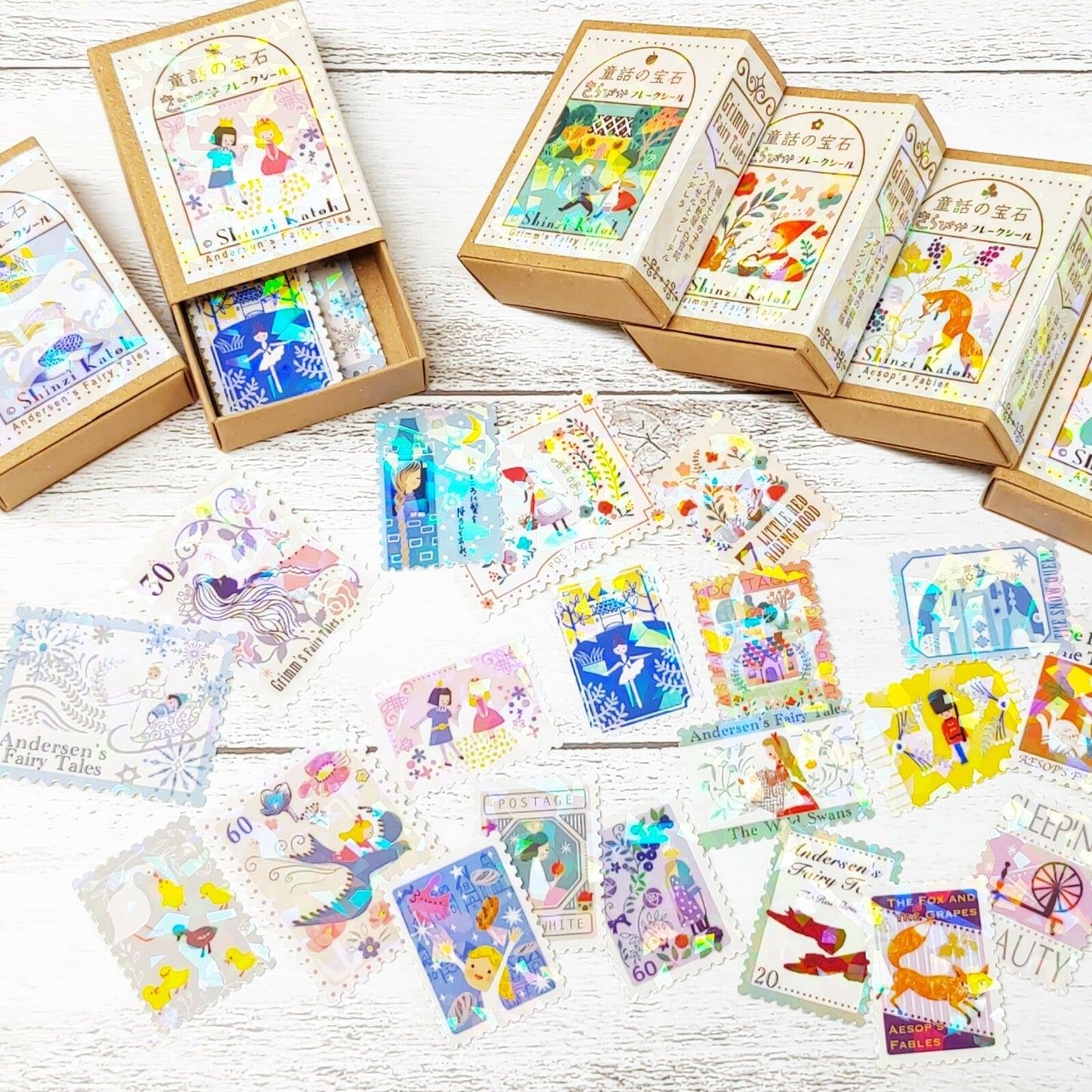 Shinzi Katoh Flake Sticker Matchbox Grimm Fairy Tale Friends