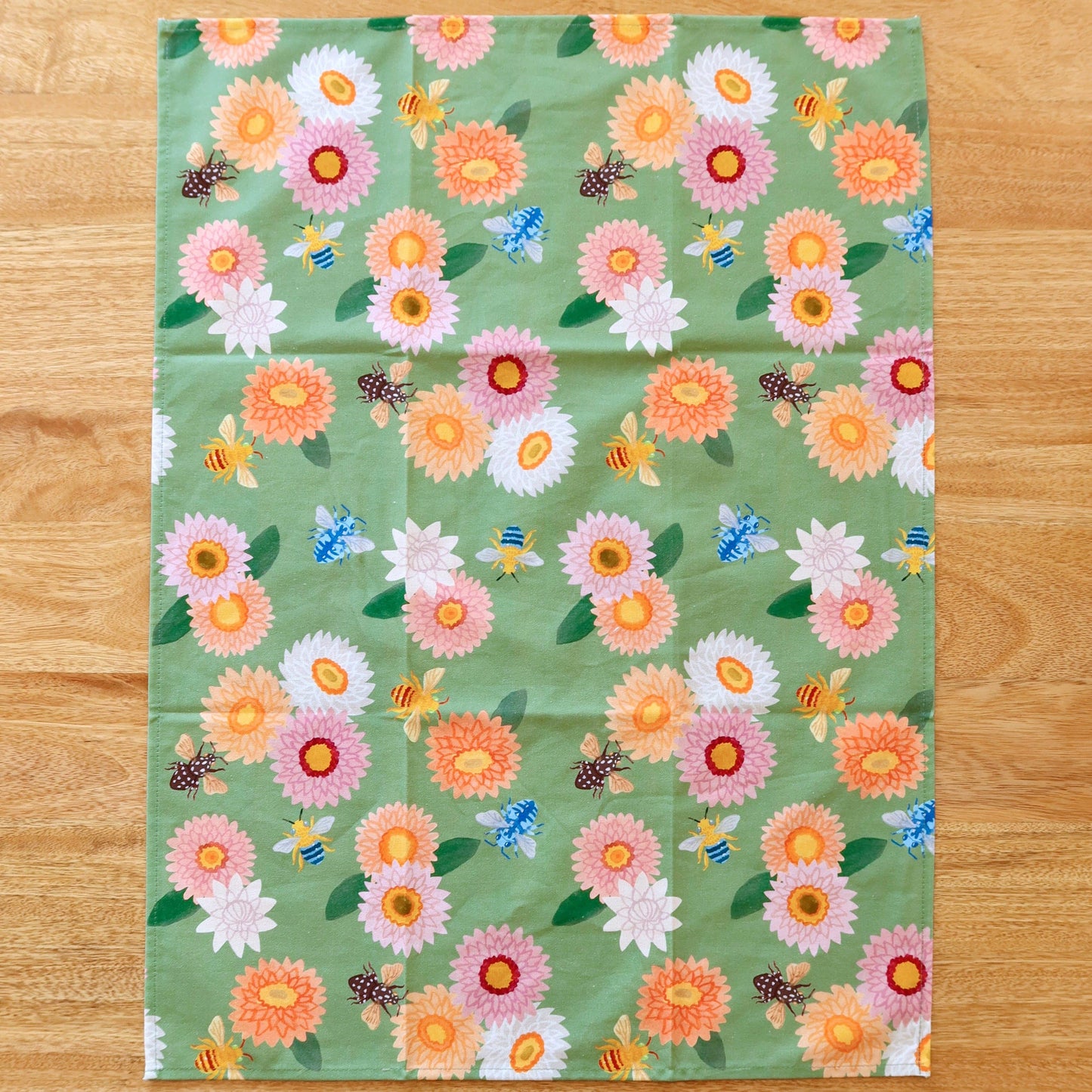 Strawflower & Native Bees Australian Tea Towel