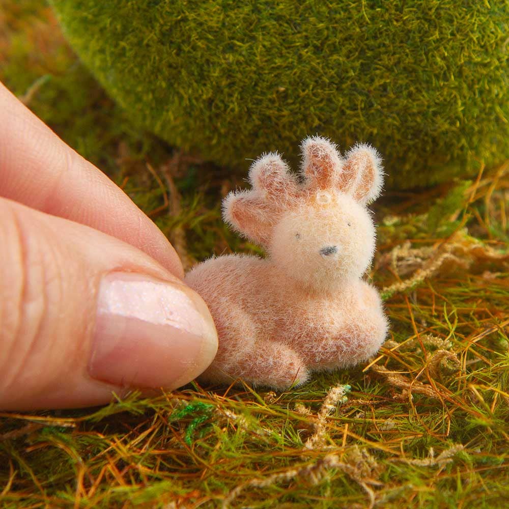 Miniature Flocked Baby Reindeer