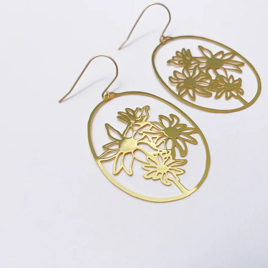 Flannel Flowers in Gold Dangles