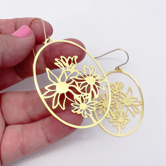 Flannel Flowers in Gold Dangles