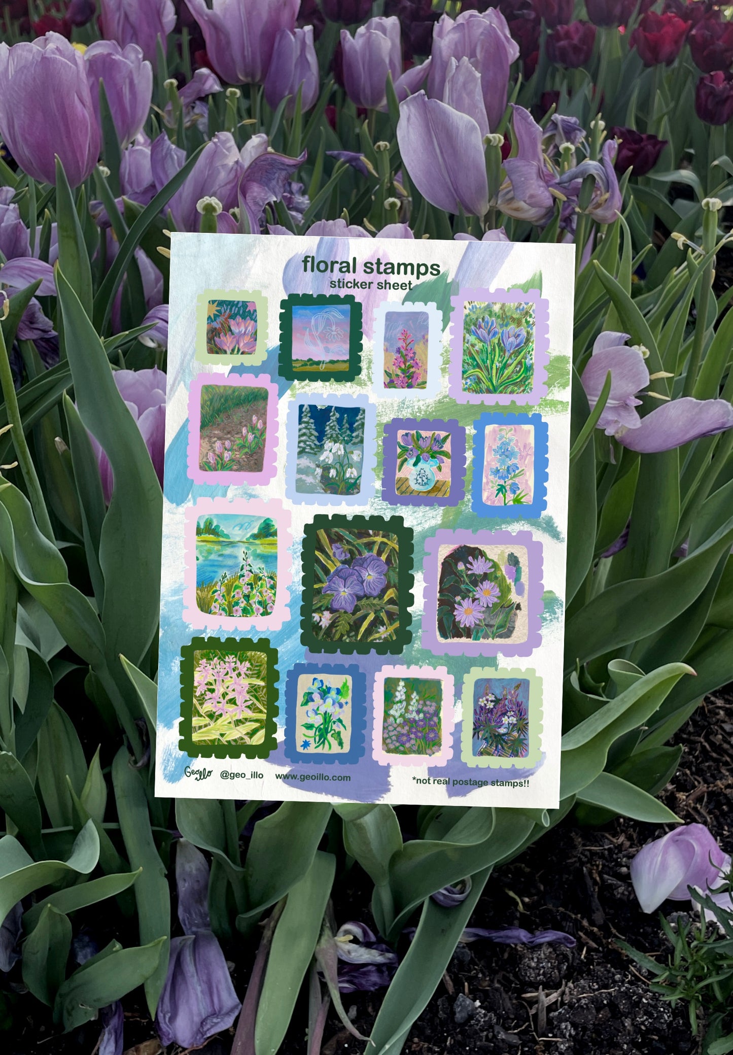 floral stamps sticker sheet