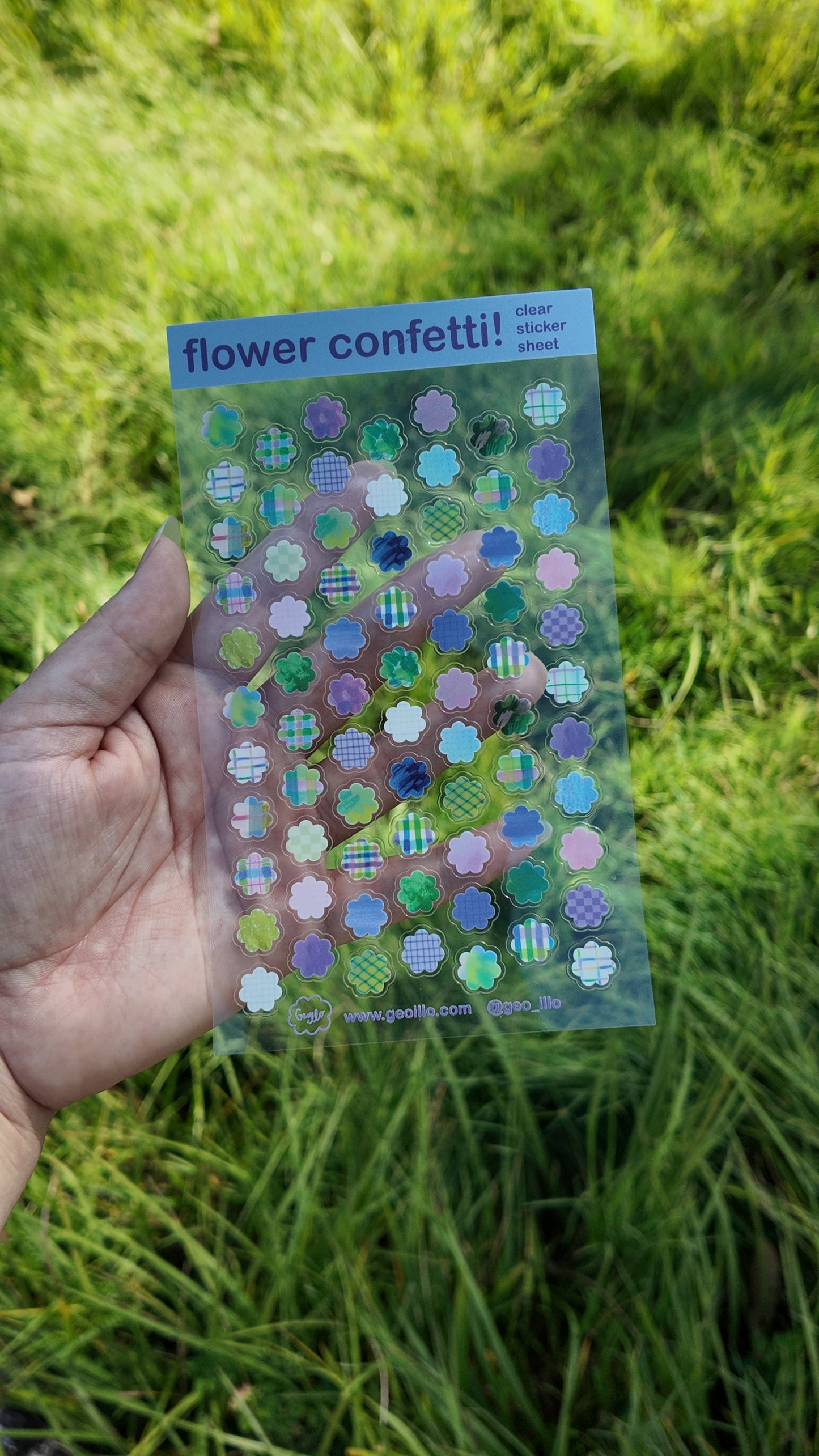 flower confetti clear sticker sheet
