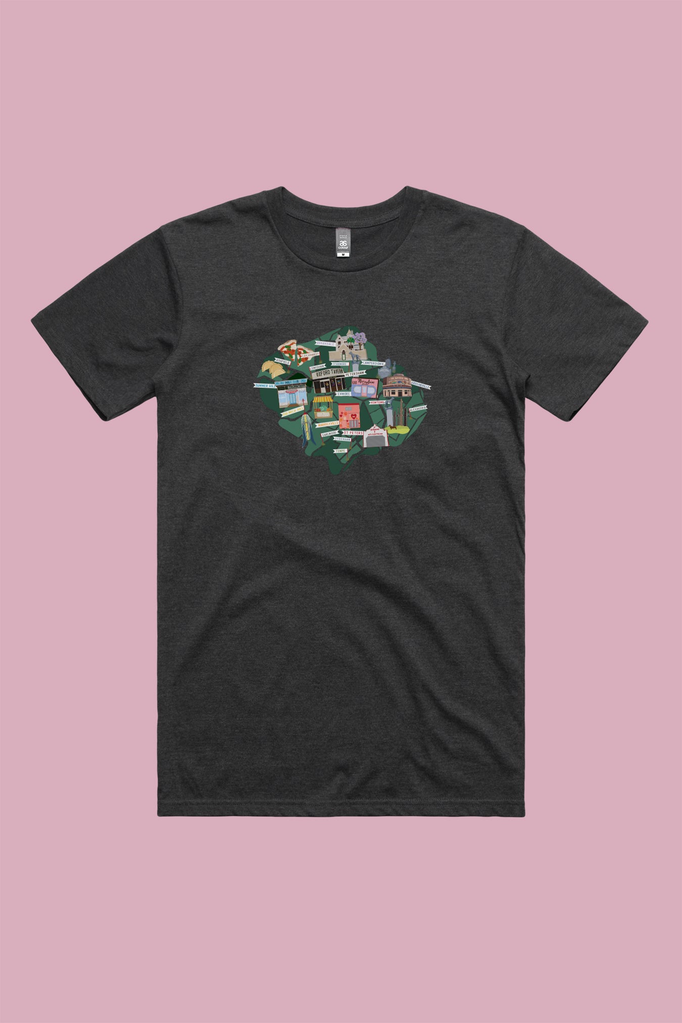 Inner West Map Tee Charcoal Marle