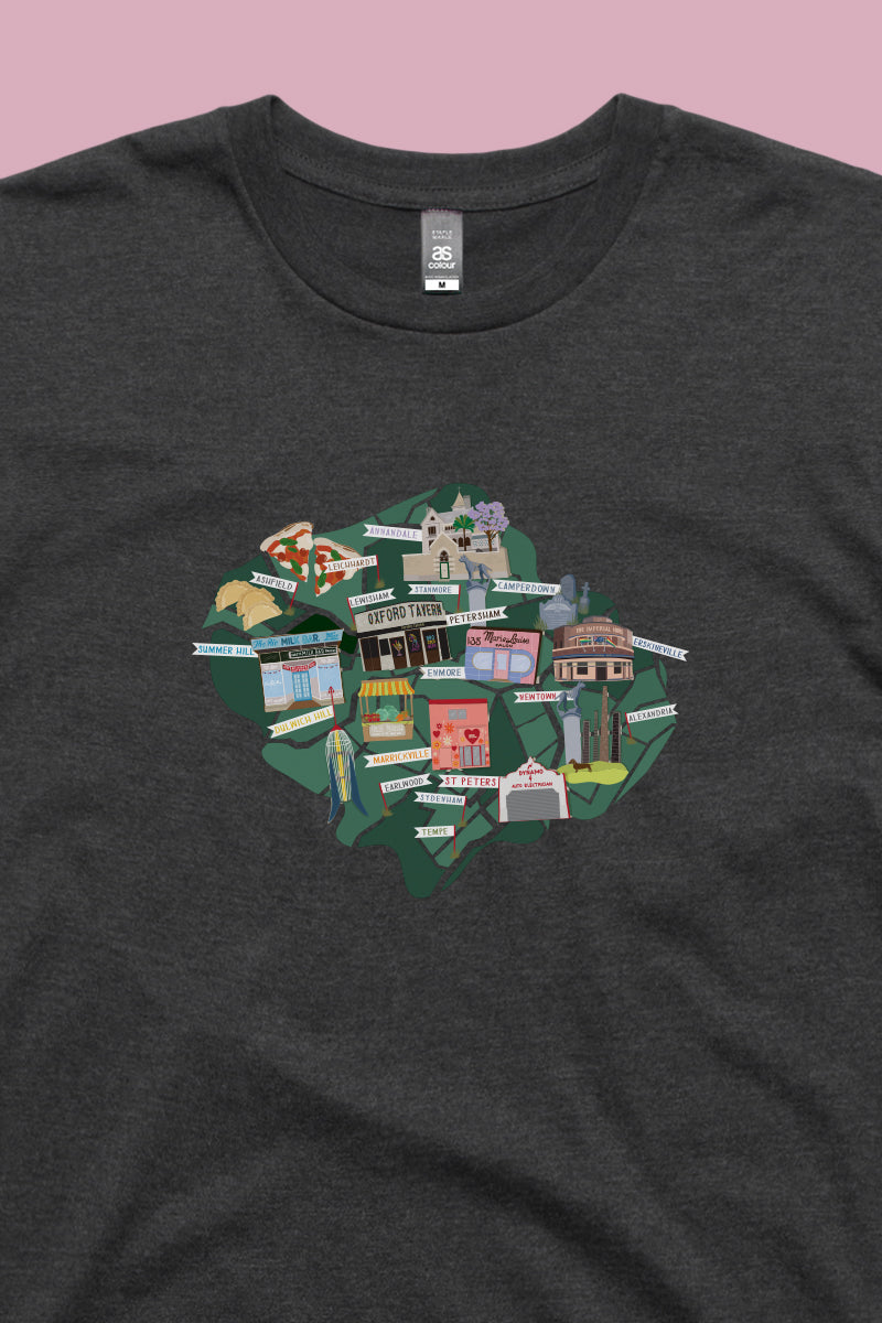Inner West Map Tee Charcoal Marle