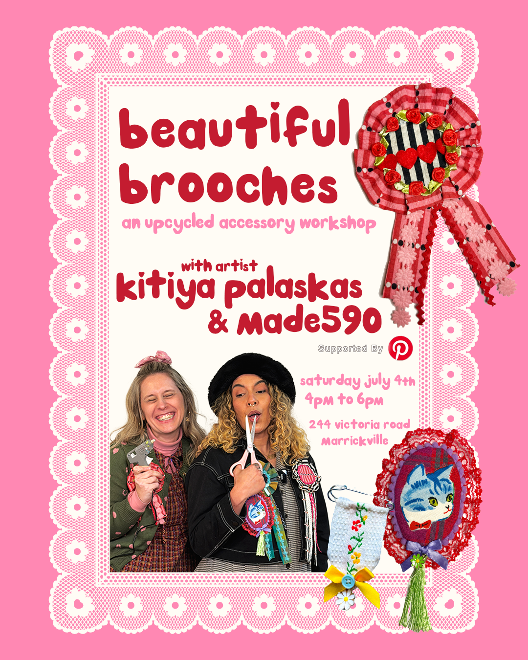 Kitiya Palaskas x made590 Beautiful Brooches Workshop - Saturday July 4 | 4-6pm