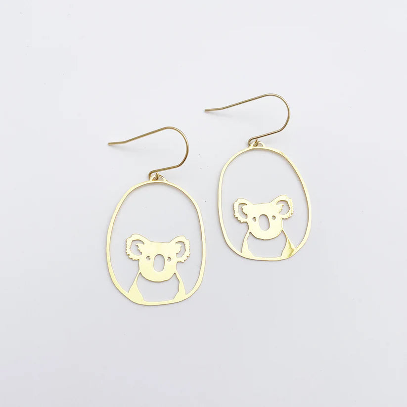 Midi Koala in Gold Dangles