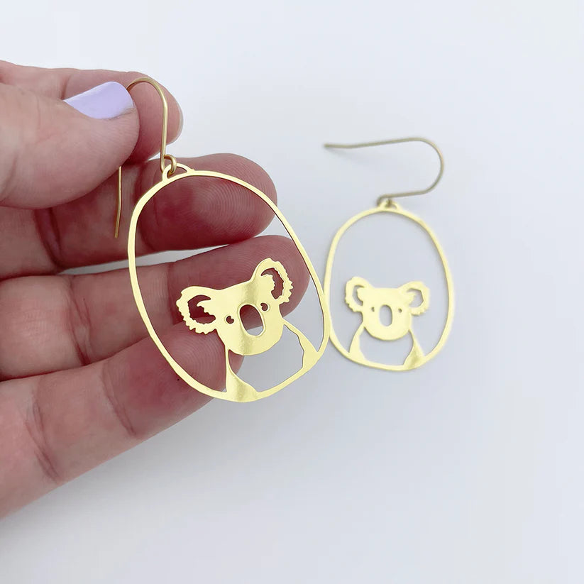 Midi Koala in Gold Dangles