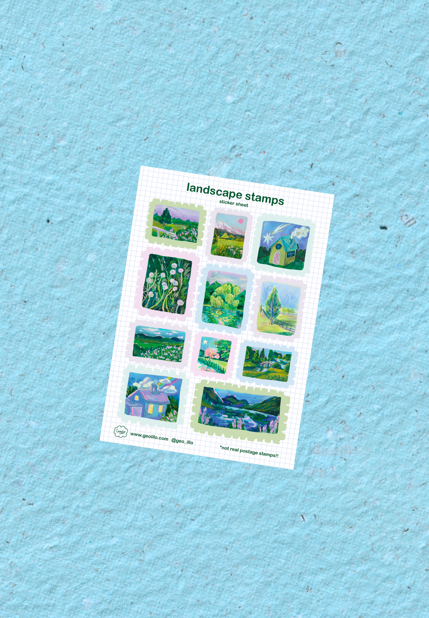 landscape stamps ~ sticker sheet
