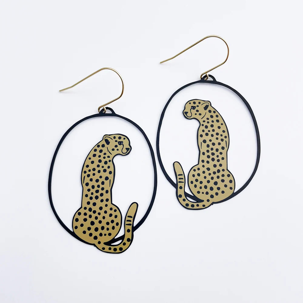 Leopard Earrngs in Tan/Black