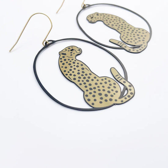 Leopard Earrngs in Tan/Black