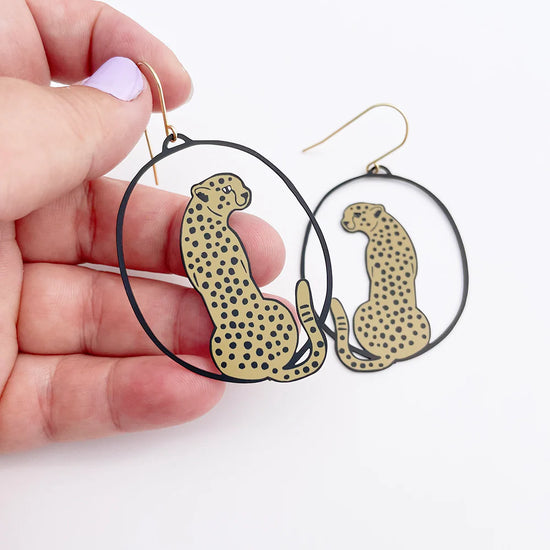 Leopard Earrngs in Tan/Black