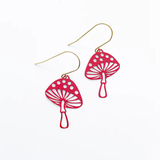 Mini Toadstools in Red Dangles