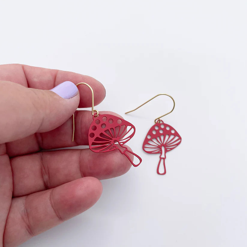 Mini Toadstools in Red Dangles