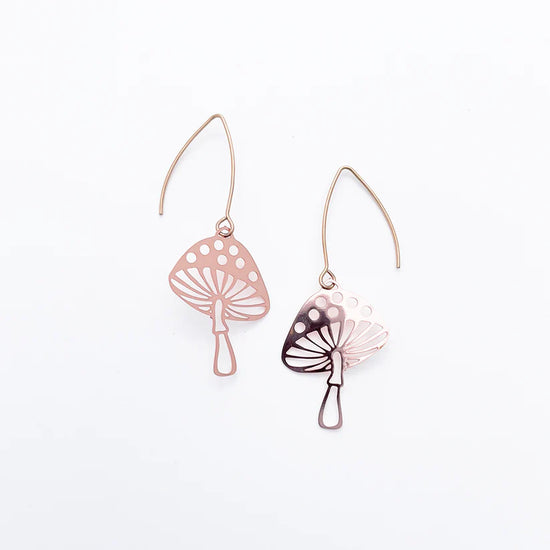 Mini Toadstools in Rose Gold Dangles