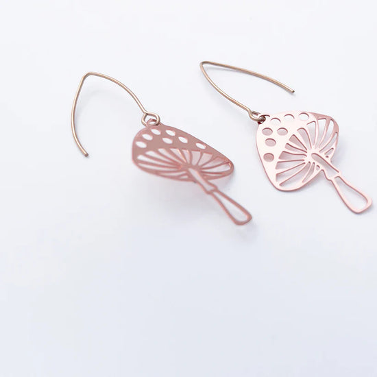 Mini Toadstools in Rose Gold Dangles