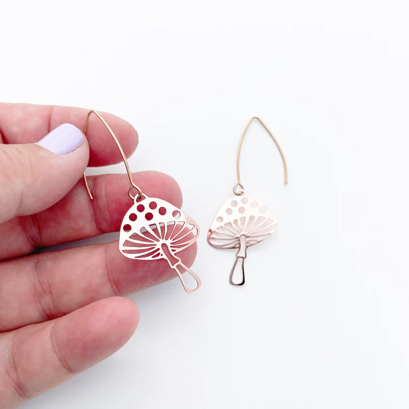 Mini Toadstools in Rose Gold Dangles