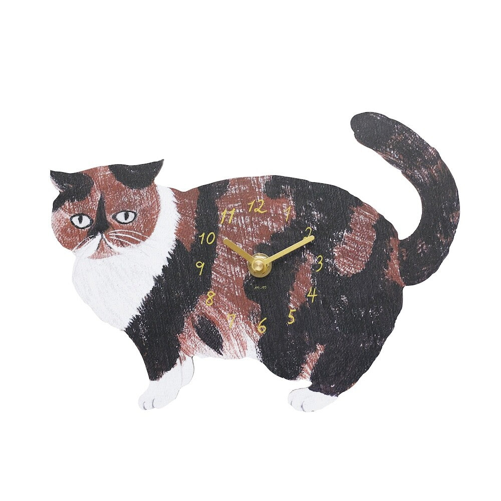 Matsuo Miyuki Diecut Wall Clock Mugi Cat