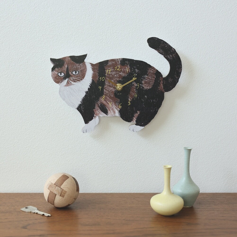 Matsuo Miyuki Diecut Wall Clock Shima Cat