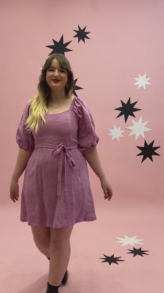 Load and play video in Gallery viewer, Roxy Dress  Lavender Linen
