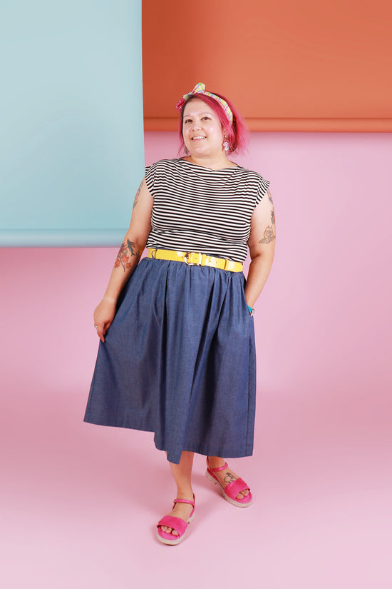 Load and play video in Gallery viewer, Ella Skirt Chambray
