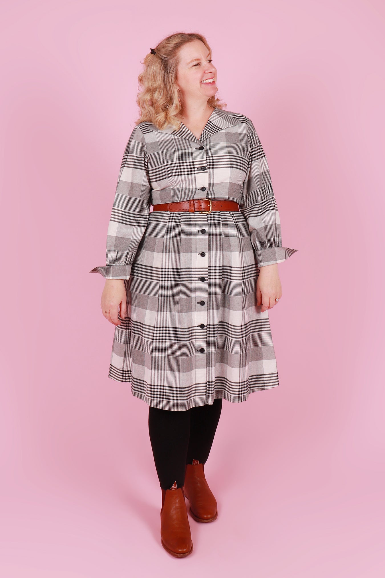 Load and play video in Gallery viewer, Patricia Luxe Dress Chronicle Plaid
