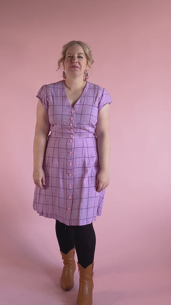 Load and play video in Gallery viewer, Saski Sister Dress Lilac Plaid
