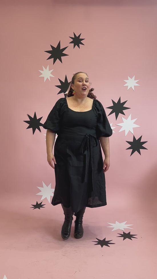 Load and play video in Gallery viewer, Roxanne Dress Nightshade Linen
