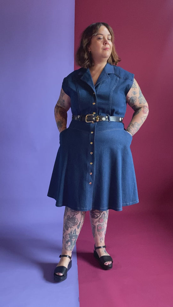 Load and play video in Gallery viewer, Dinah Dress Double Denim
