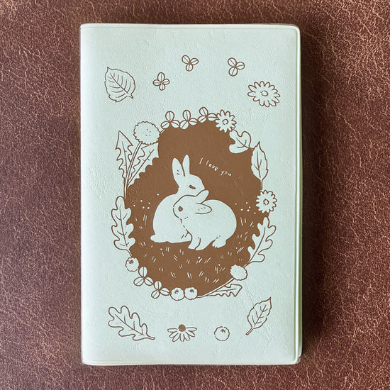Note Book Love Log Rabbit Flowers