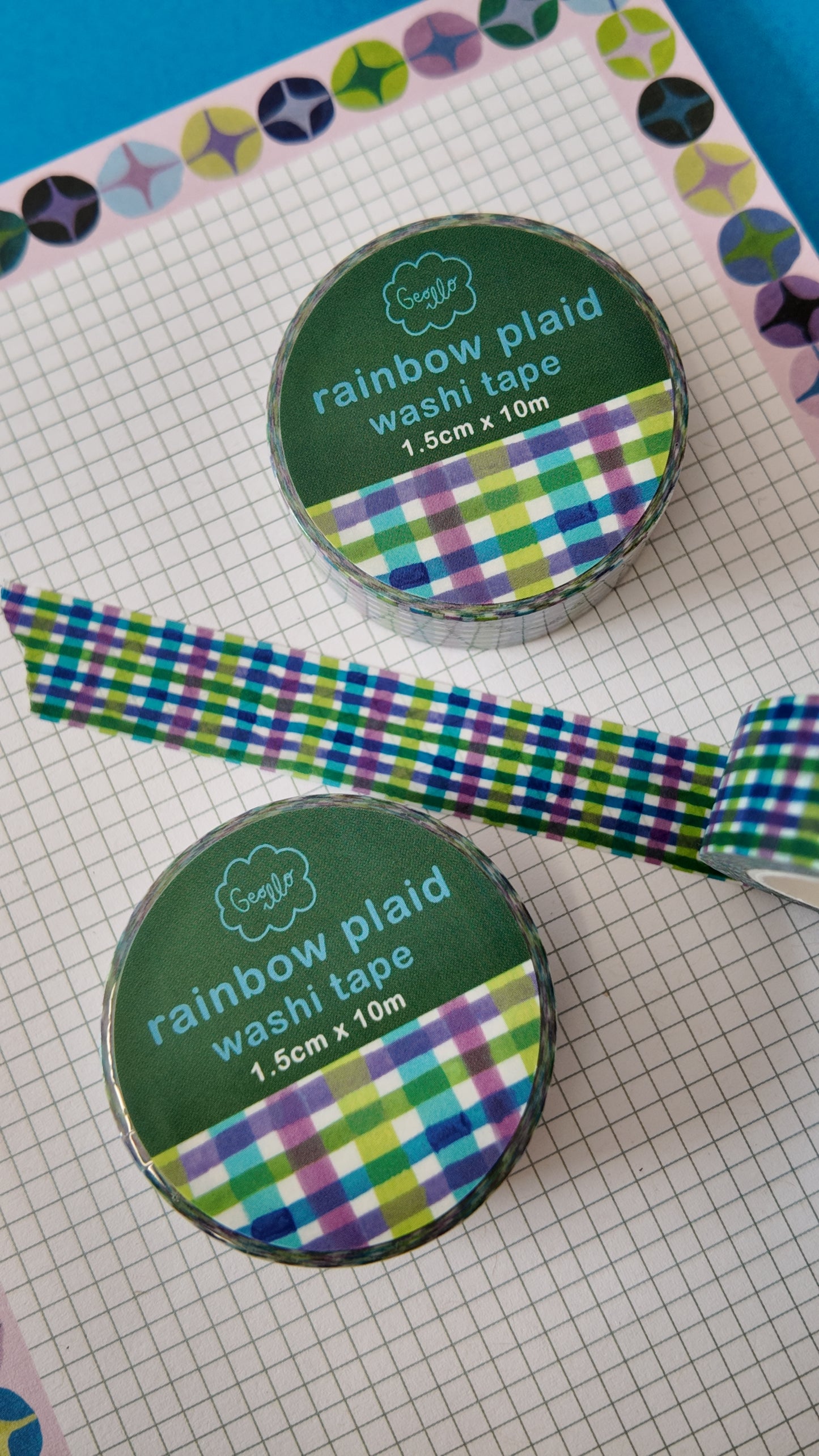 rainbow plaid washi tape
