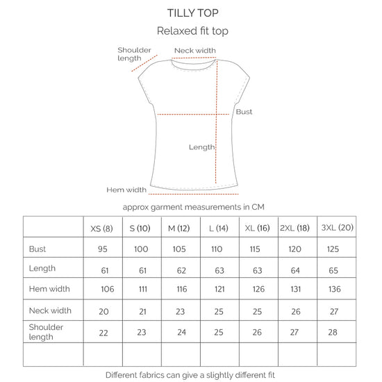Tilly Top | Woodcut Flowers Arctic blue/bleach