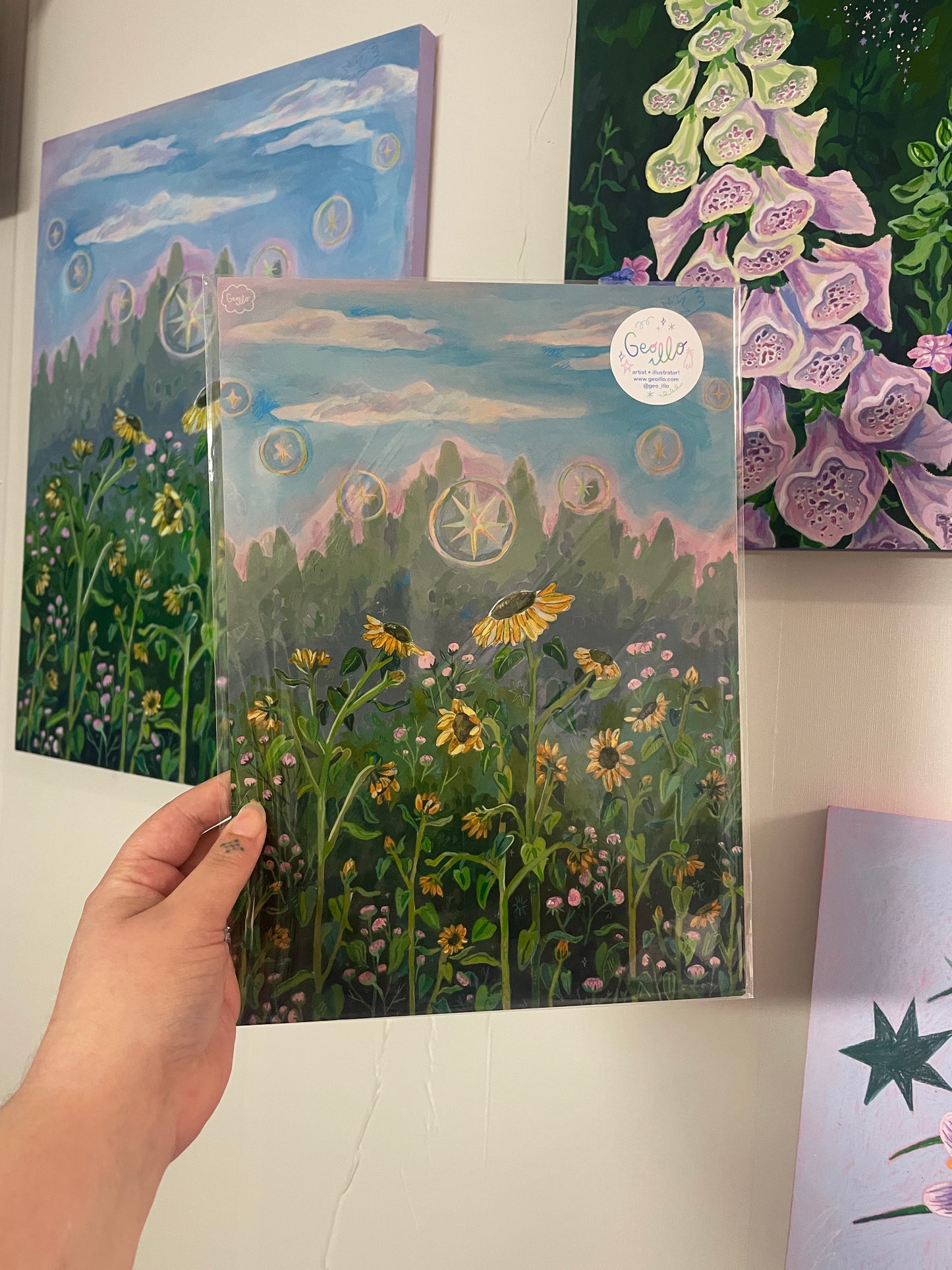 Sunflowers and sparkles print