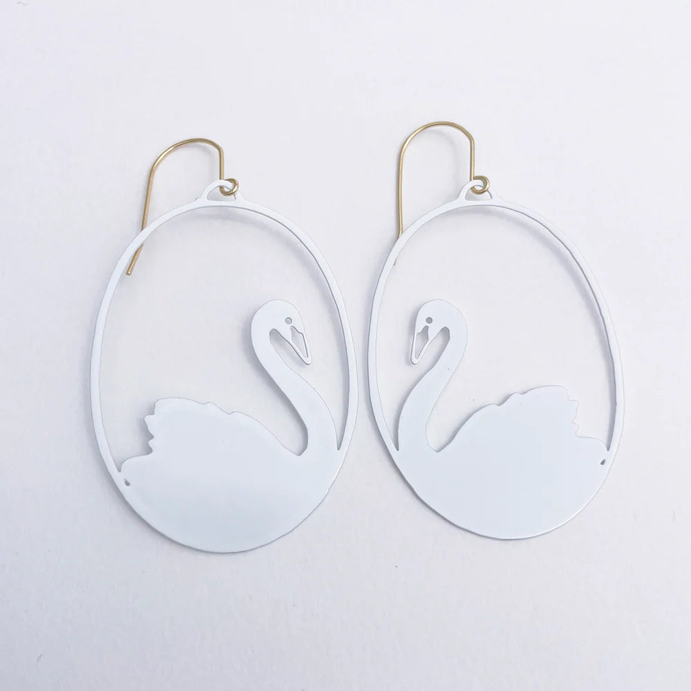 Load image into Gallery viewer, White Swan Dangles
