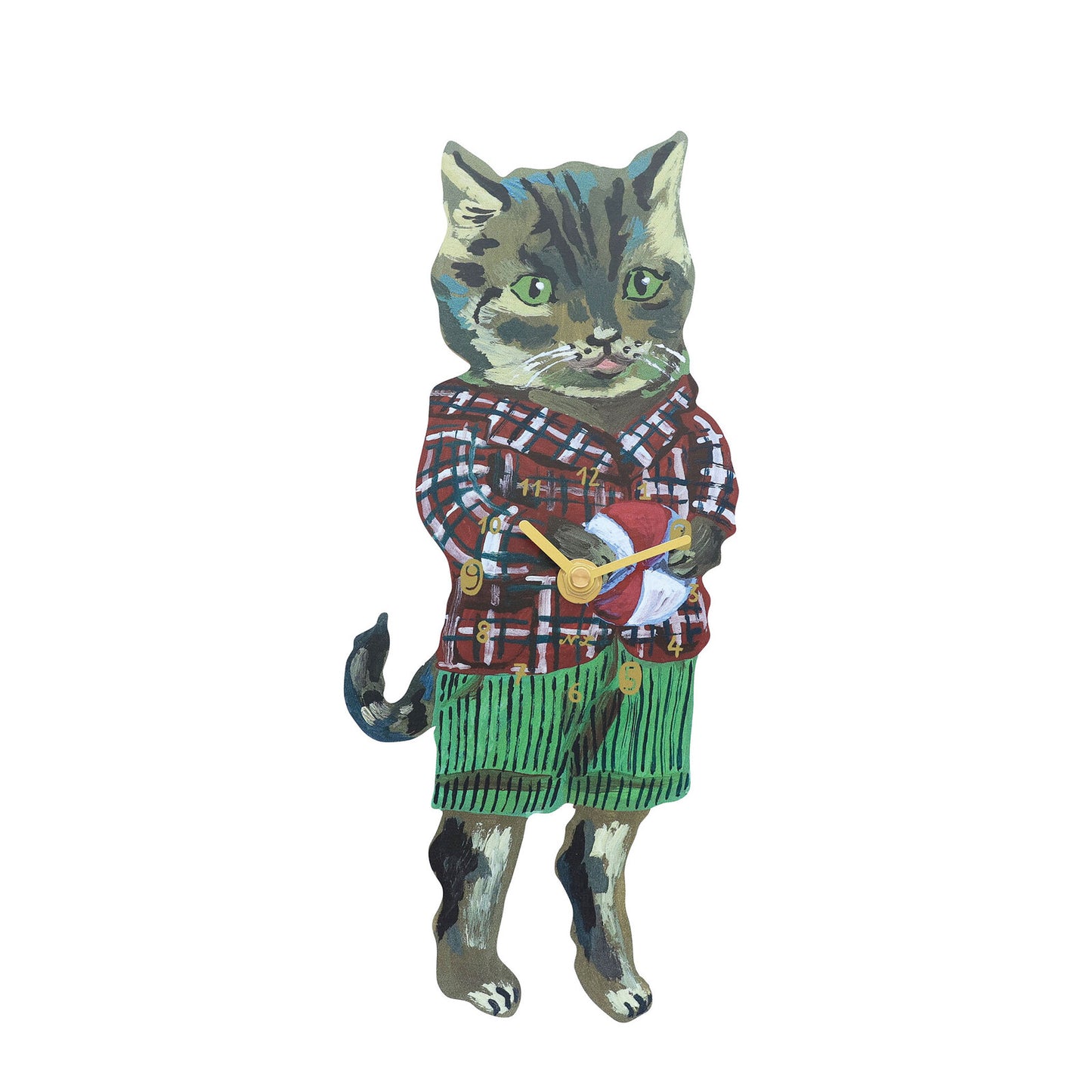 Nathalie Lete Diecut Wall Clock Tabby cat