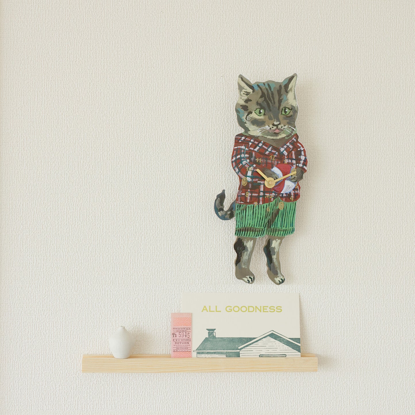 Nathalie Lete Diecut Wall Clock Tabby cat