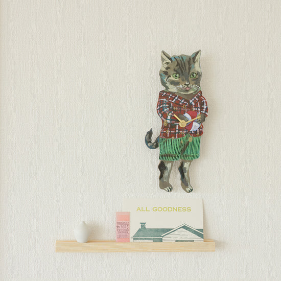Nathalie Lete Diecut Wall Clock Tabby cat
