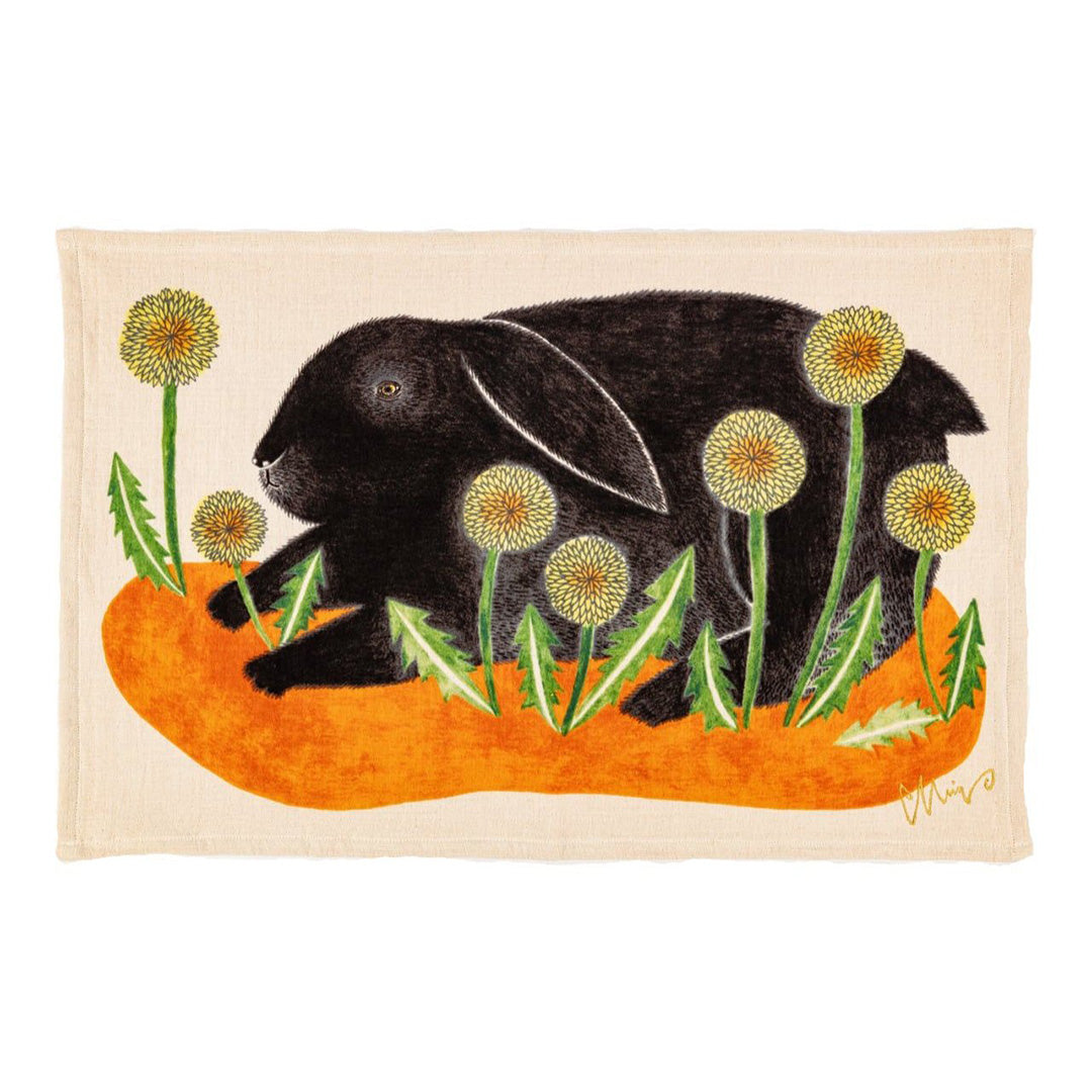 Morita MiW Black Rabbit Tea Towel