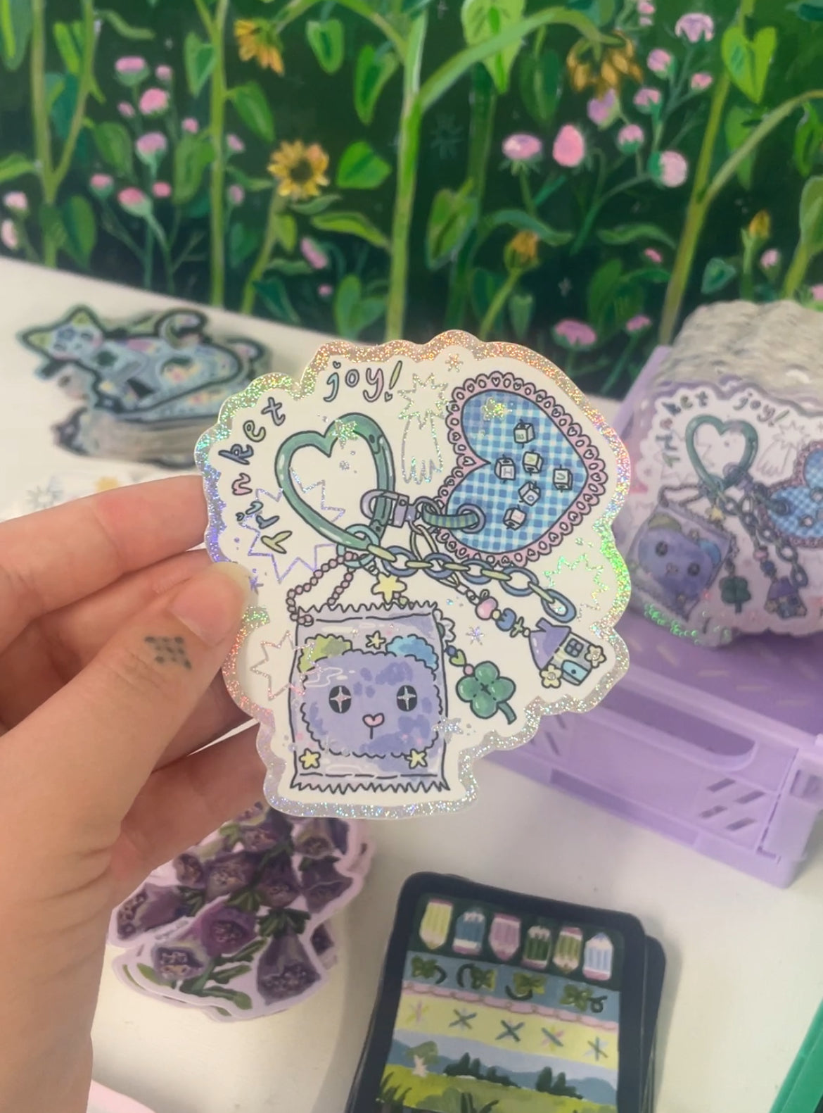 trinket joy glitter sticker