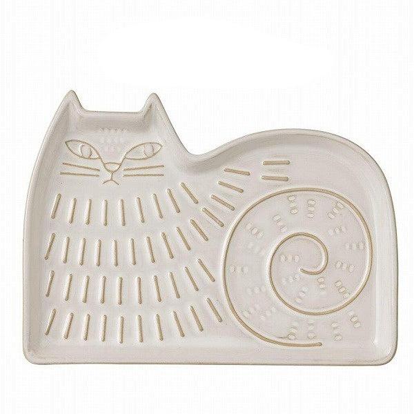 Ceramic Cat Plate White