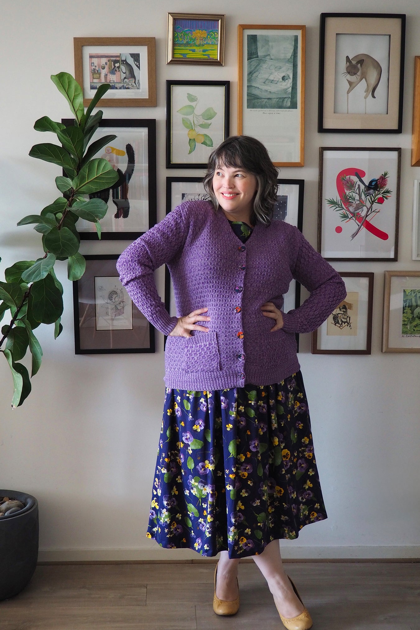 Cosy Clementine Cardie Marble Grape