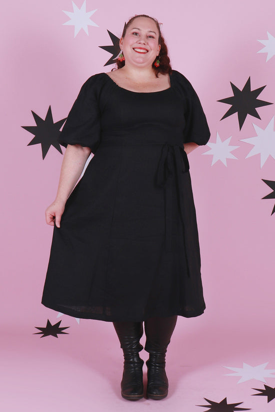 Load image into Gallery viewer, Roxanne Dress Nightshade Linen
