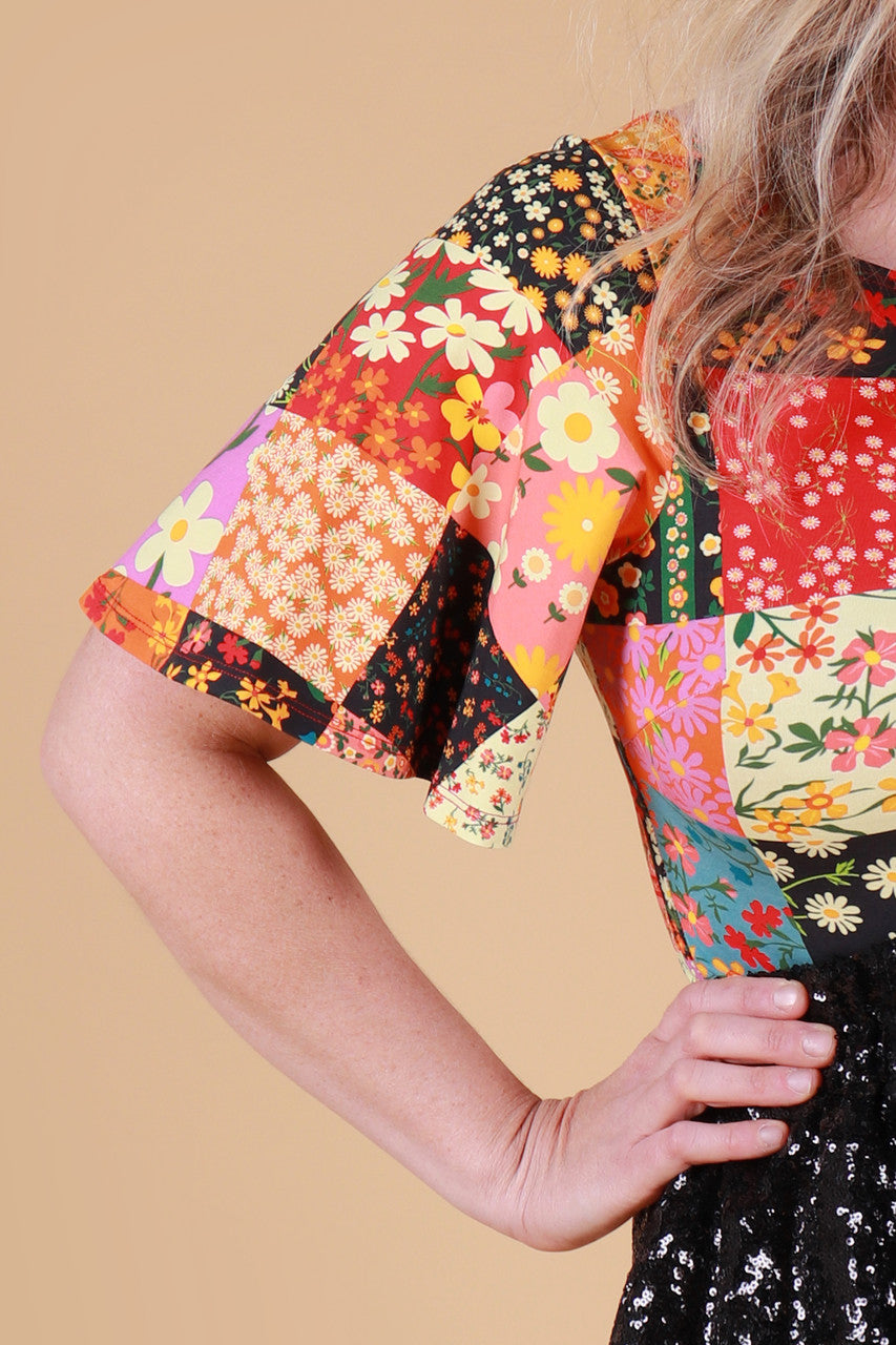 Evelyn Top Patchwork Floral