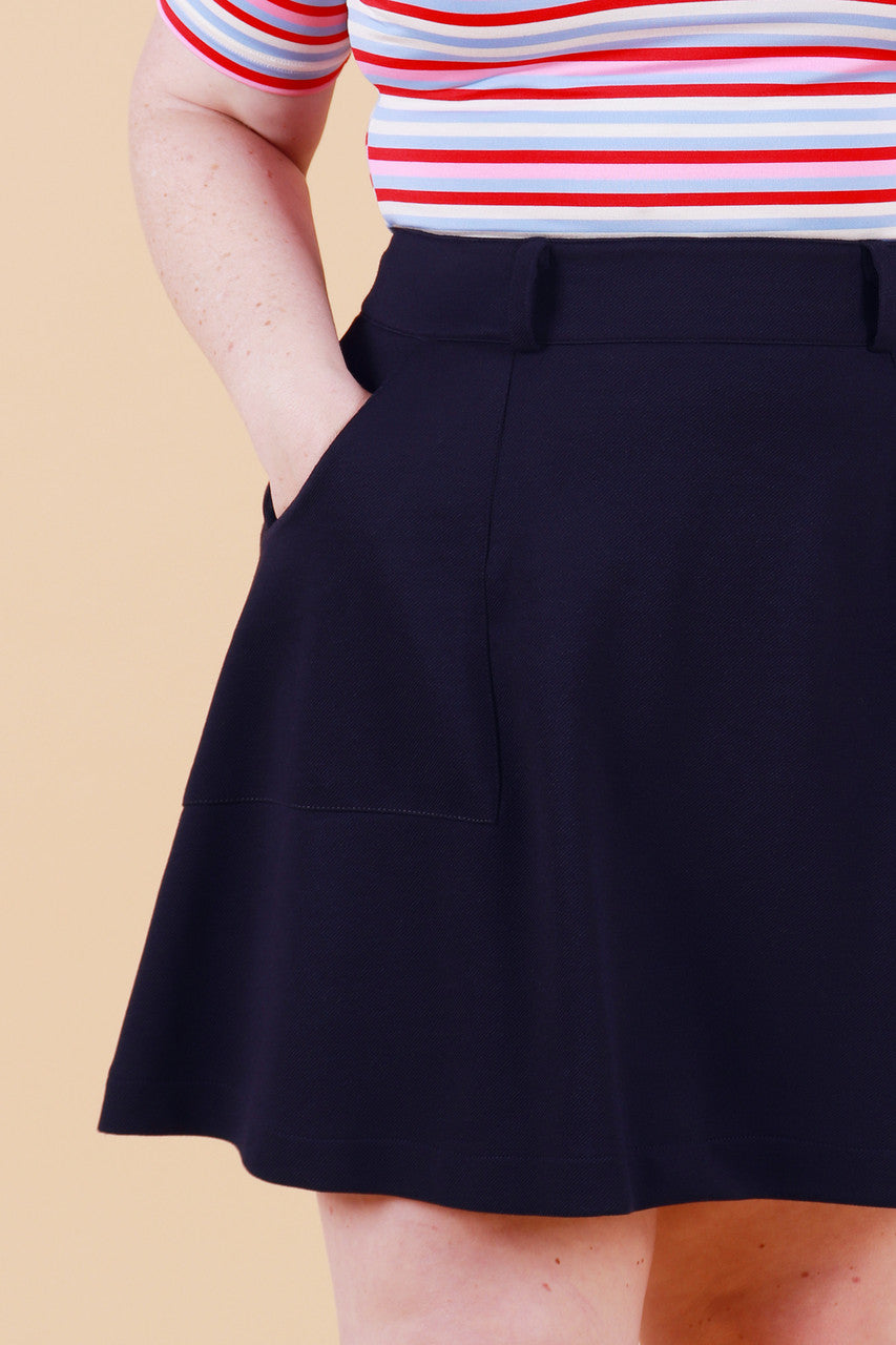 Load image into Gallery viewer, Mod Skirt Dark Sapphire Blue

