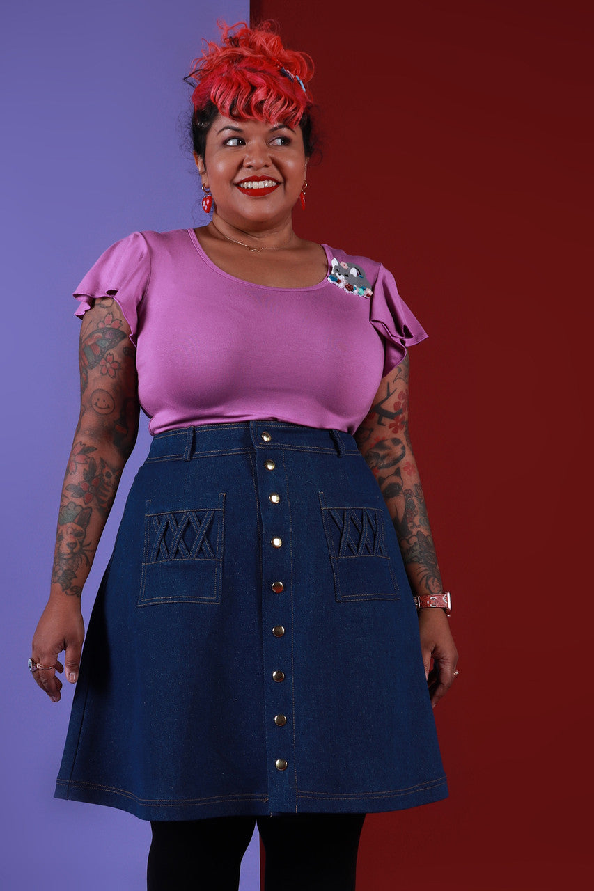 Load image into Gallery viewer, Mini Peggy Skirt Double Denim
