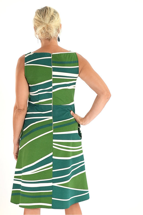 Load image into Gallery viewer, Wilma Dress Waves Green

