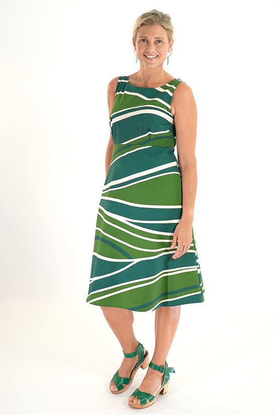 Load image into Gallery viewer, Wilma Dress Waves Green
